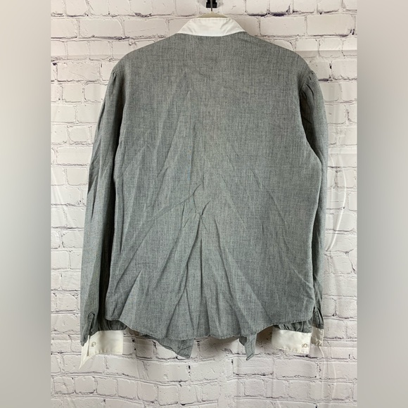 DEE CEE VINTAGE Blouse Gray & White Button Down - Picture 2 of 5